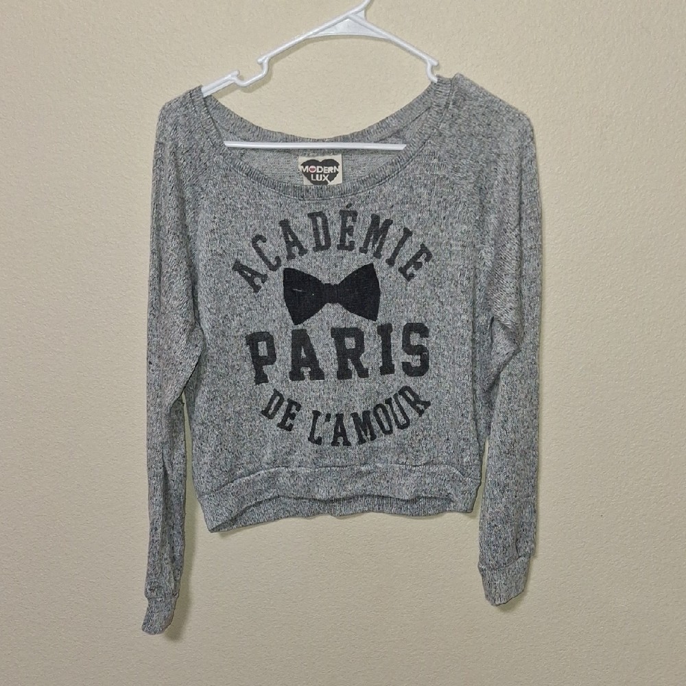 Modern Lux Gray Sweatshirt with Black Print